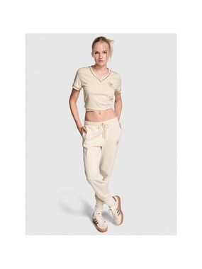 Victoria's Secret PINK Ivy Fleece Slim Low-rise Sweatpants XXL White Shell